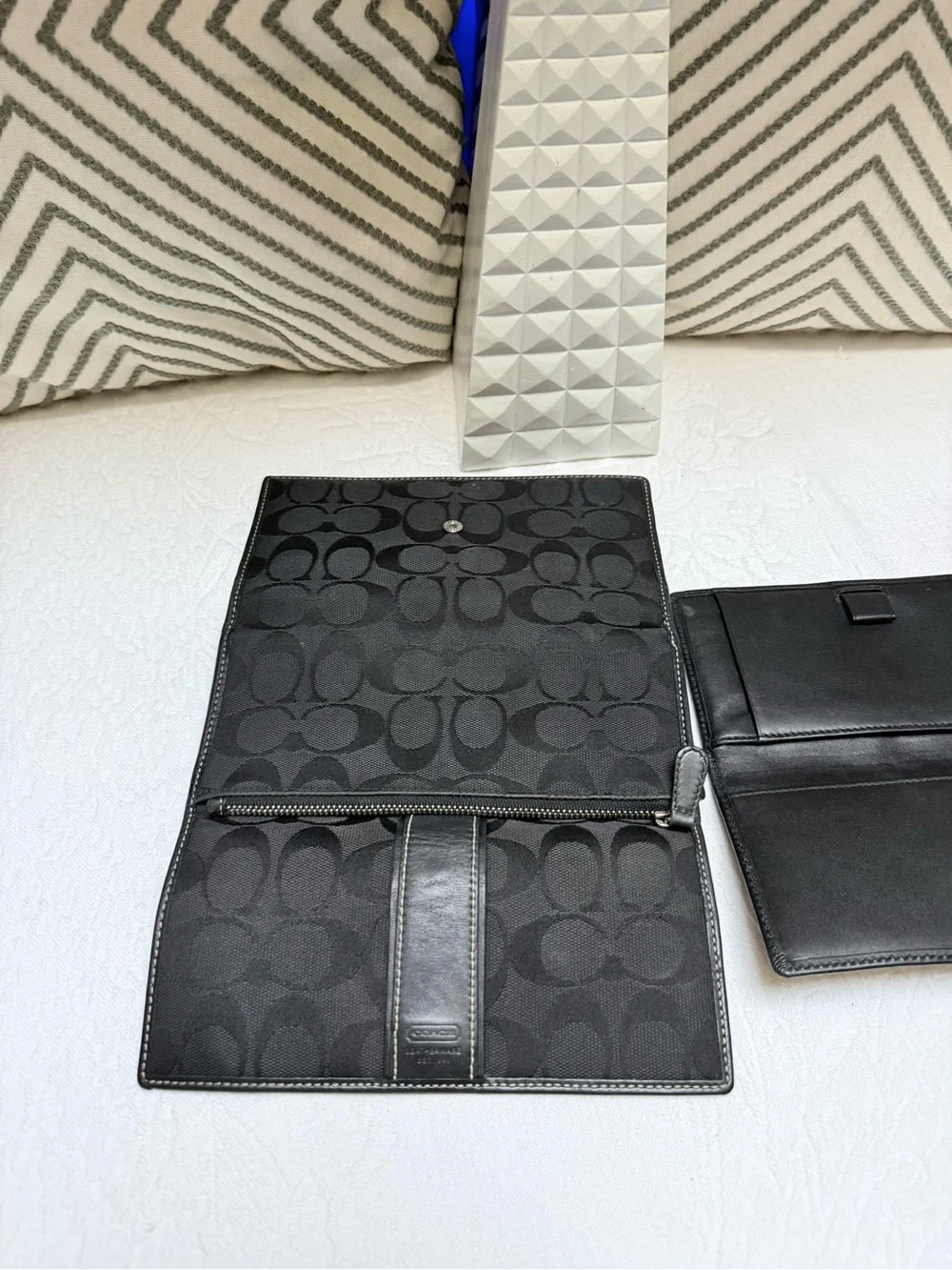 Coach Y2K Black Signature Fold-Over Continental Wallet